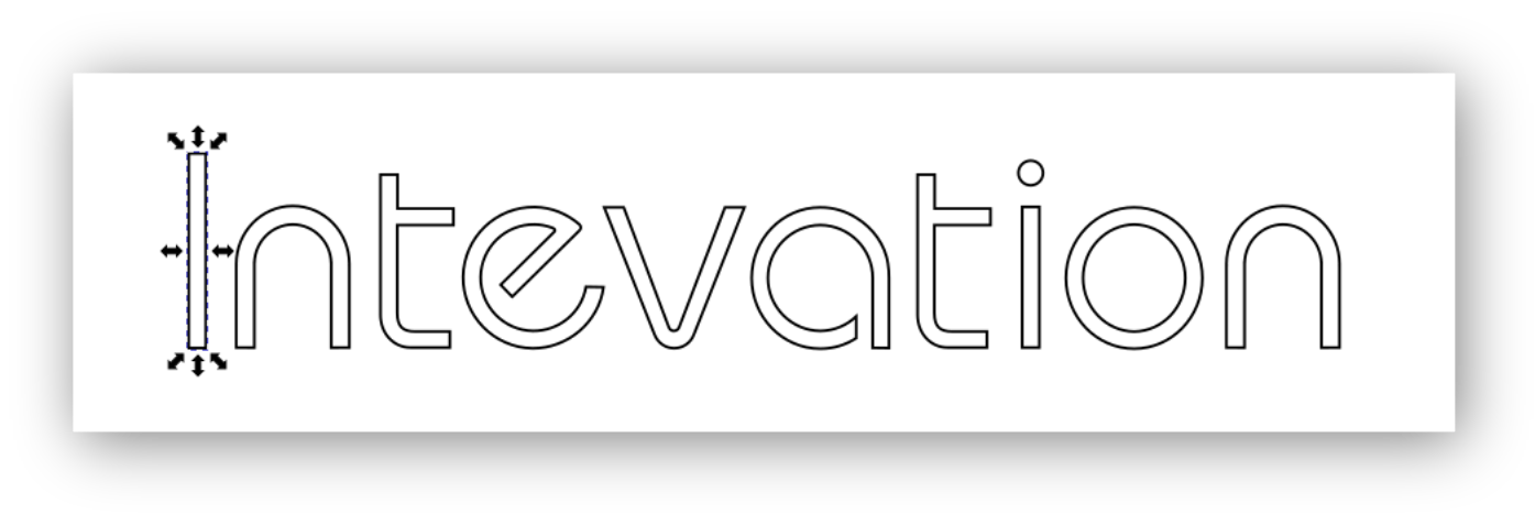 Intevation als Schriftzug in Inkscape - das I als Pfad ausgewählt